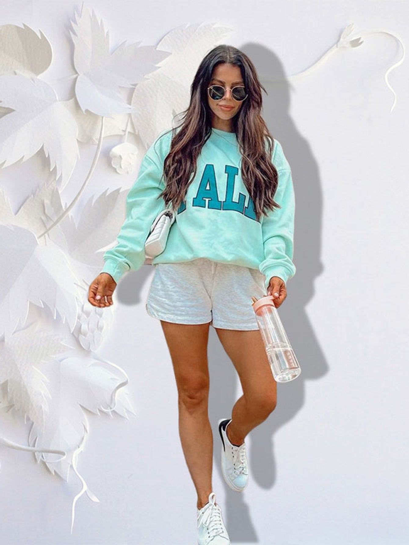 Letter Graphic Drop Shoulder Sweatshirt Sai Feel