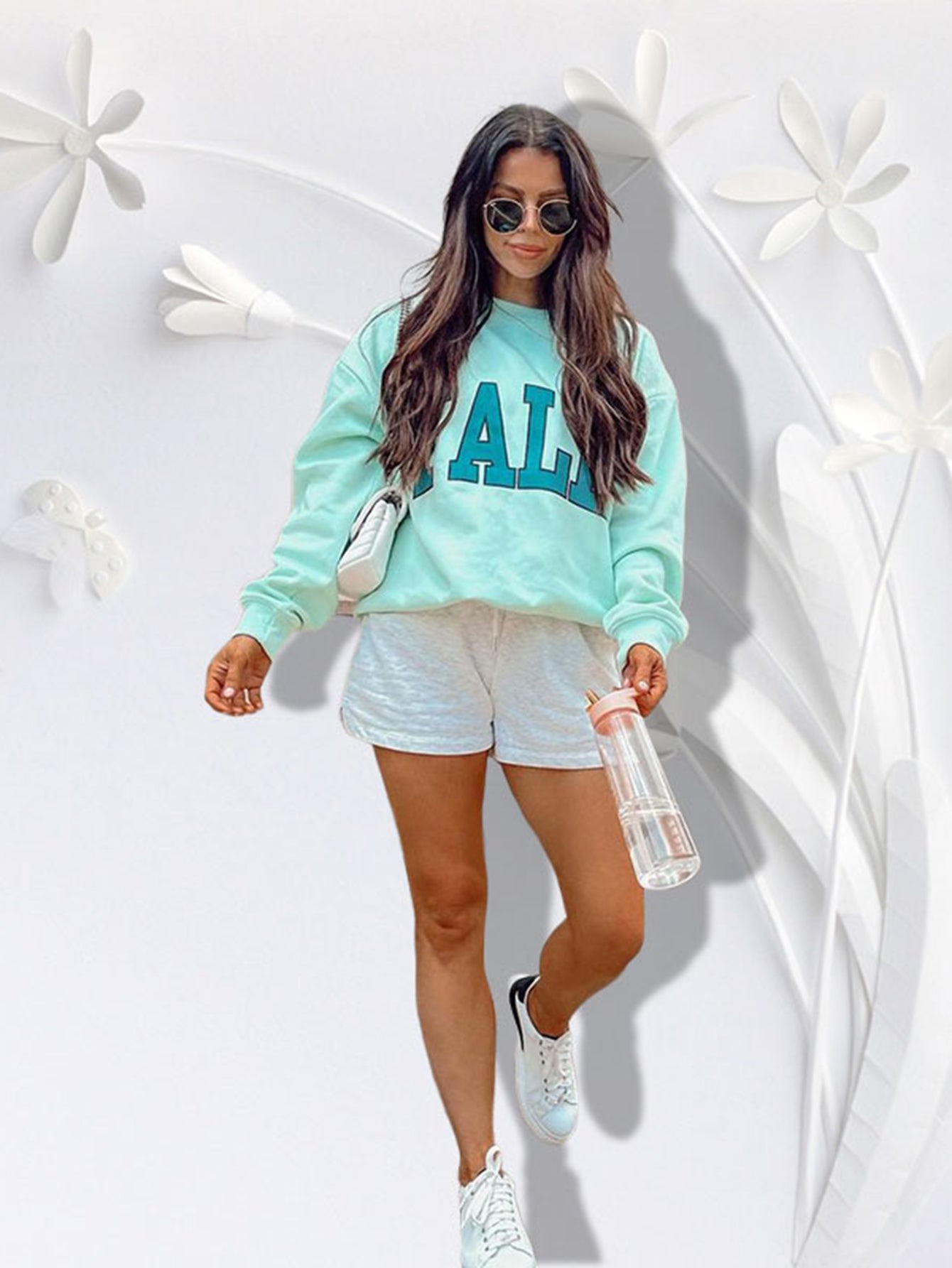 Letter Graphic Drop Shoulder Sweatshirt Sai Feel