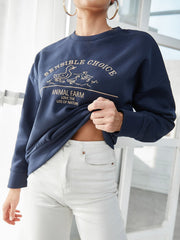 Letter Graphic Drop Shoulder Sweatshirt Sai Feel