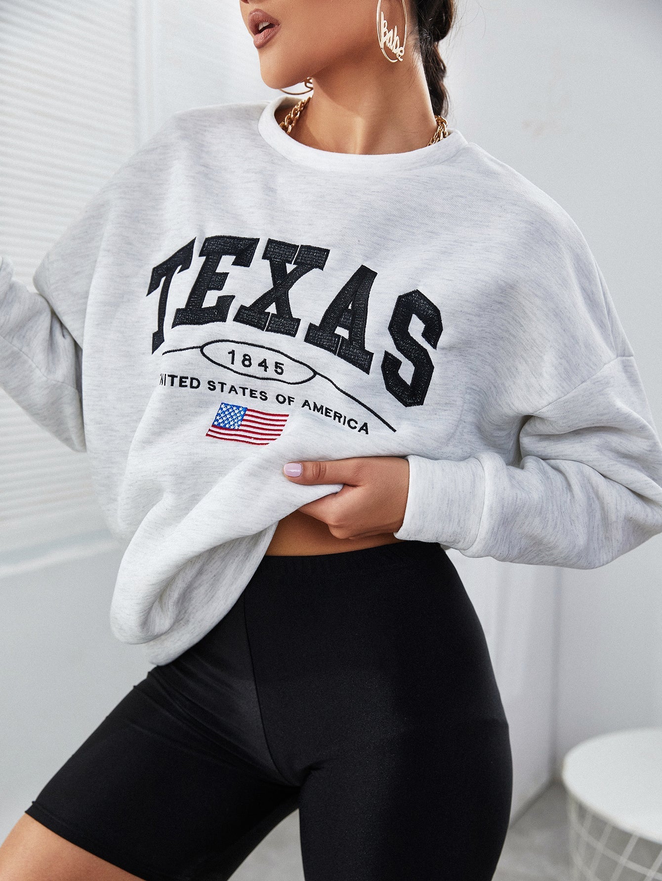 Letter Graphic Drop Shoulder Sweatshirt Sai Feel