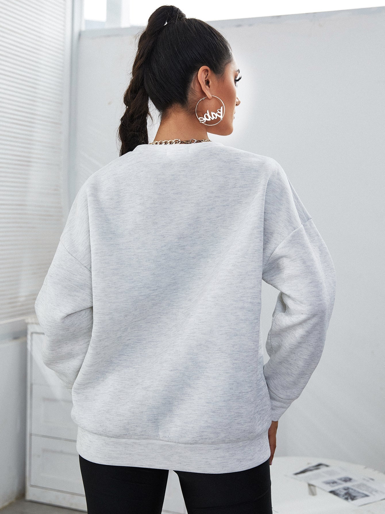 Letter Graphic Drop Shoulder Sweatshirt Sai Feel