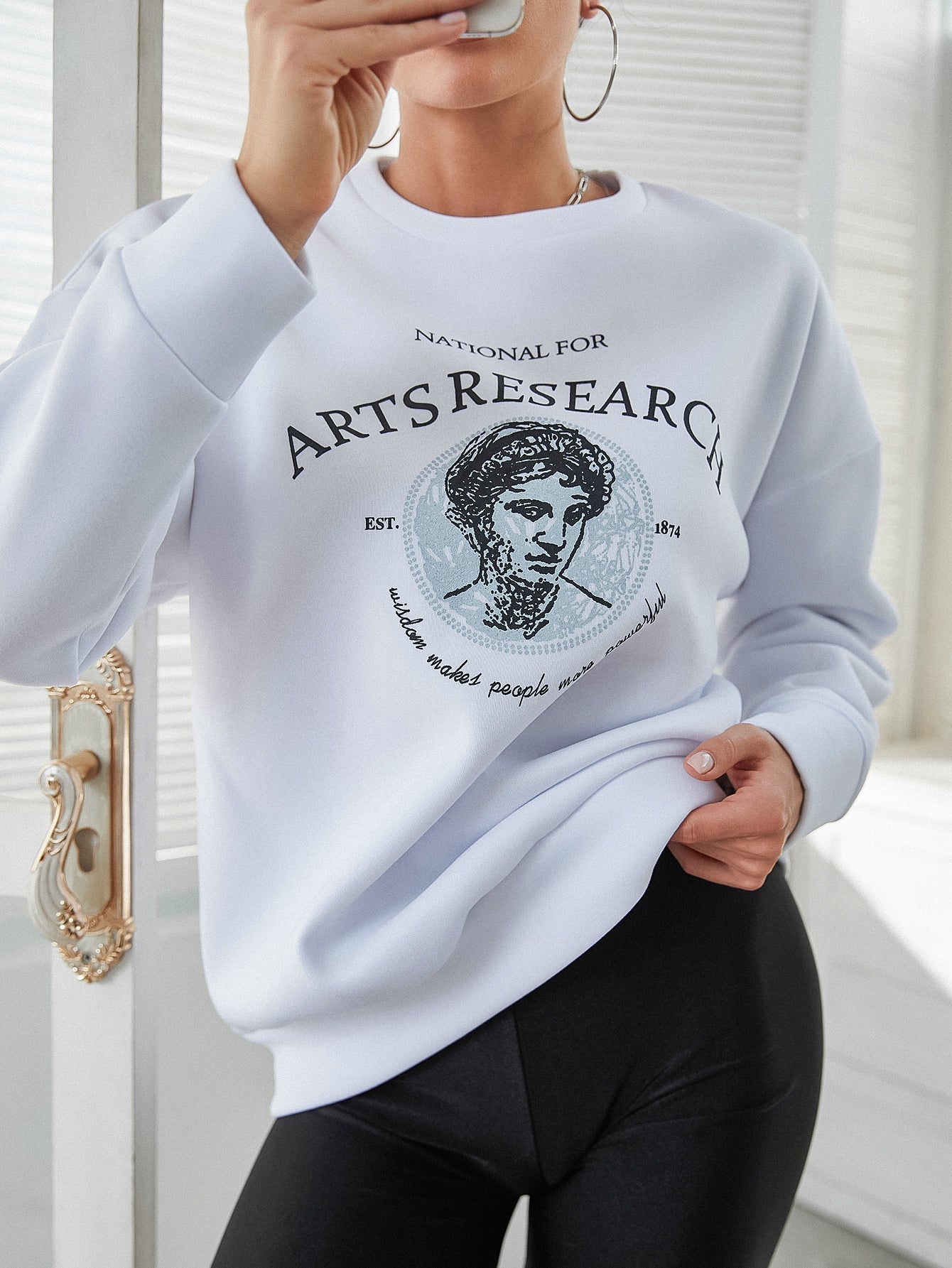 Letter Graphic Drop Shoulder Sweatshirt Sai Feel