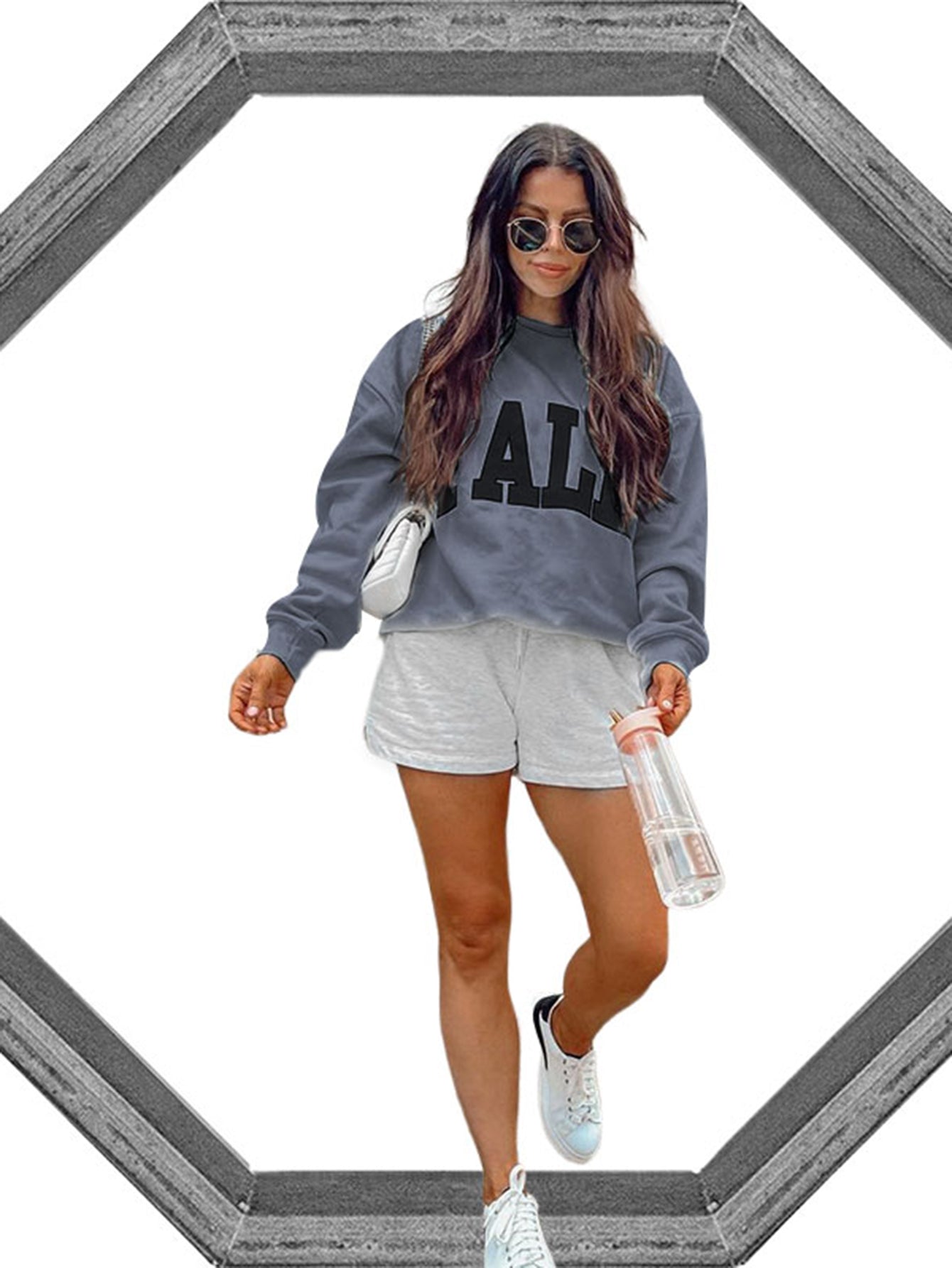 Letter Graphic Drop Shoulder Sweatshirt Sai Feel