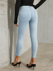 Letter Print High Stretch Skinny Jeans Sai Feel