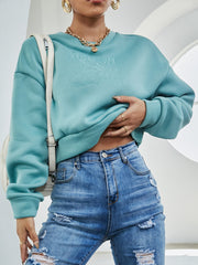 Letter embroidered round neck sweater Sai Feel