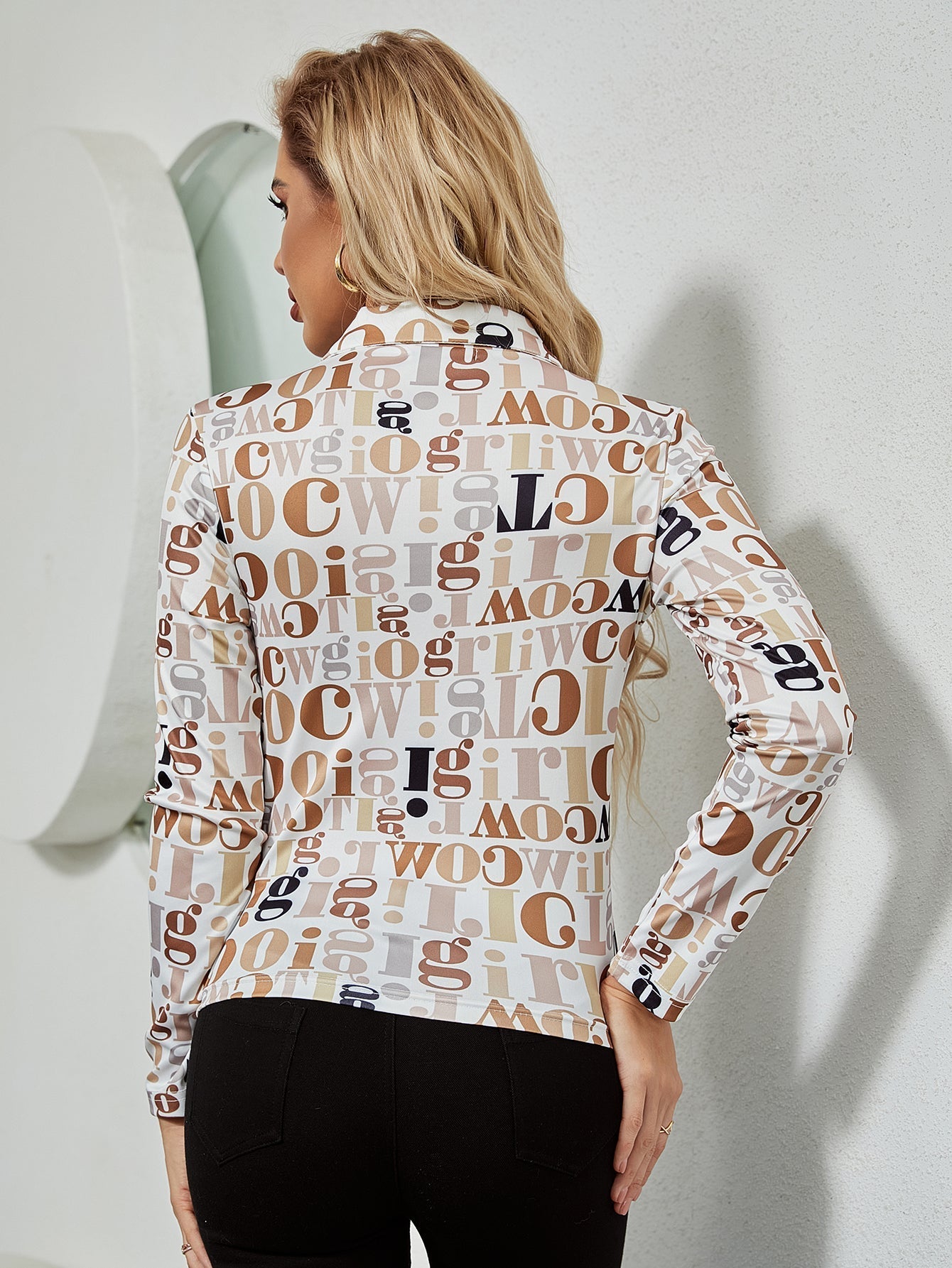 Letter print long-sleeved shirt Sai Feel