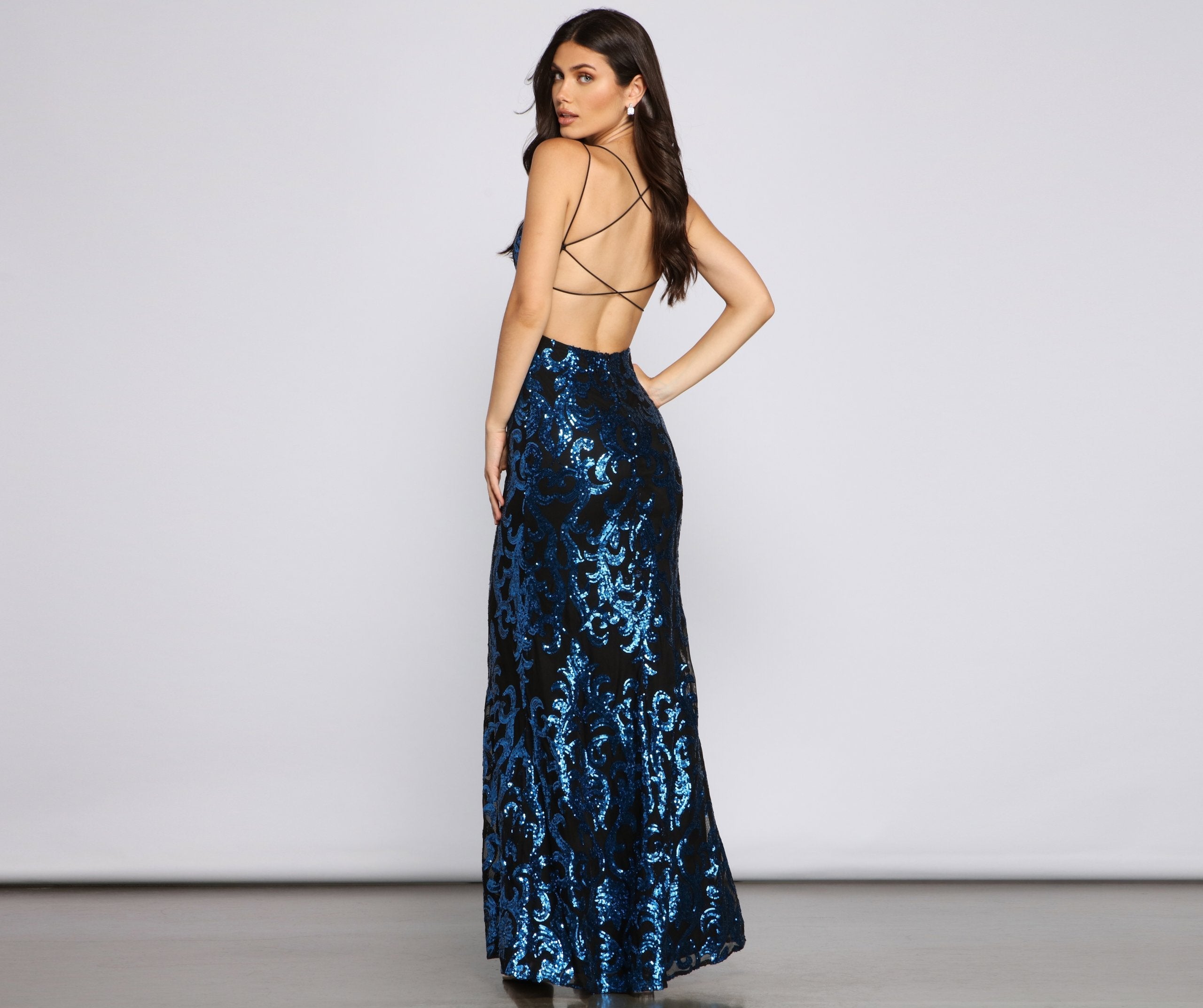 Lila Formal Open Back Sequin Mermaid Dress Sai Feel