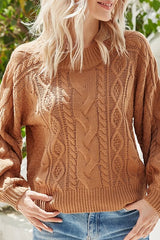 Long Sleeve Cable Knit Loose Sweater Sai Feel