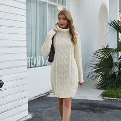 Long Turtleneck Sweater Autumn and Winter Loose Sweater Knitted Dress Sai Feel