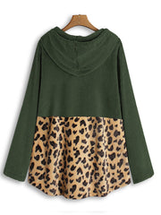 Long sleeve leopard print patchwork blouse hoodie Sai Feel