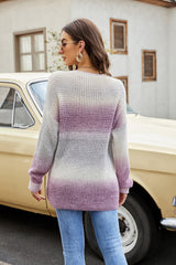 Long sleeve loose knit gradient pullover sweater Sai Feel