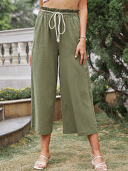 Loose Cropped Trousers with High-waisted Wide-leg Slacks Sai Feel