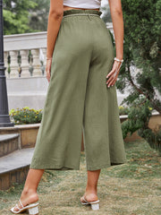 Loose Cropped Trousers with High-waisted Wide-leg Slacks Sai Feel