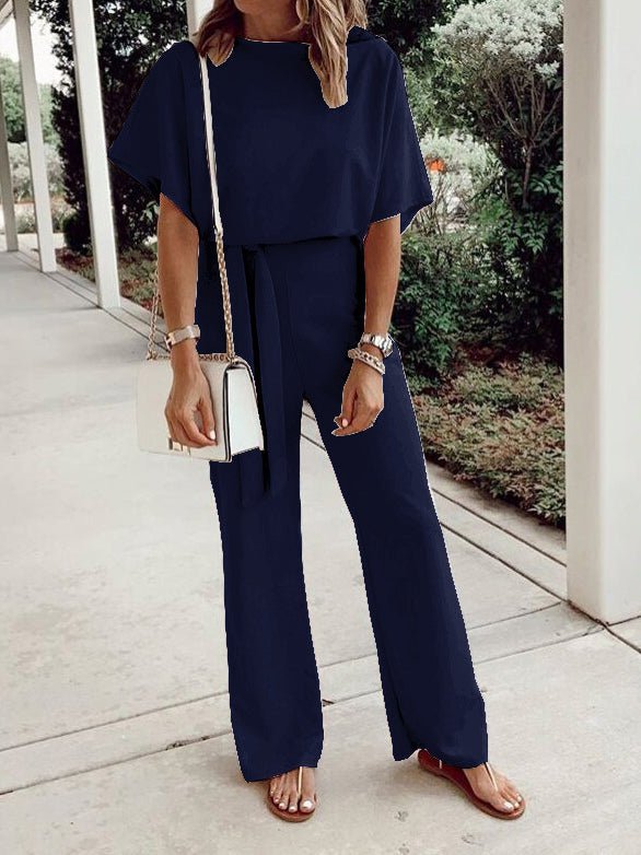 Loose Short Sleeve Lace Up Jumpsuit Sai Feel