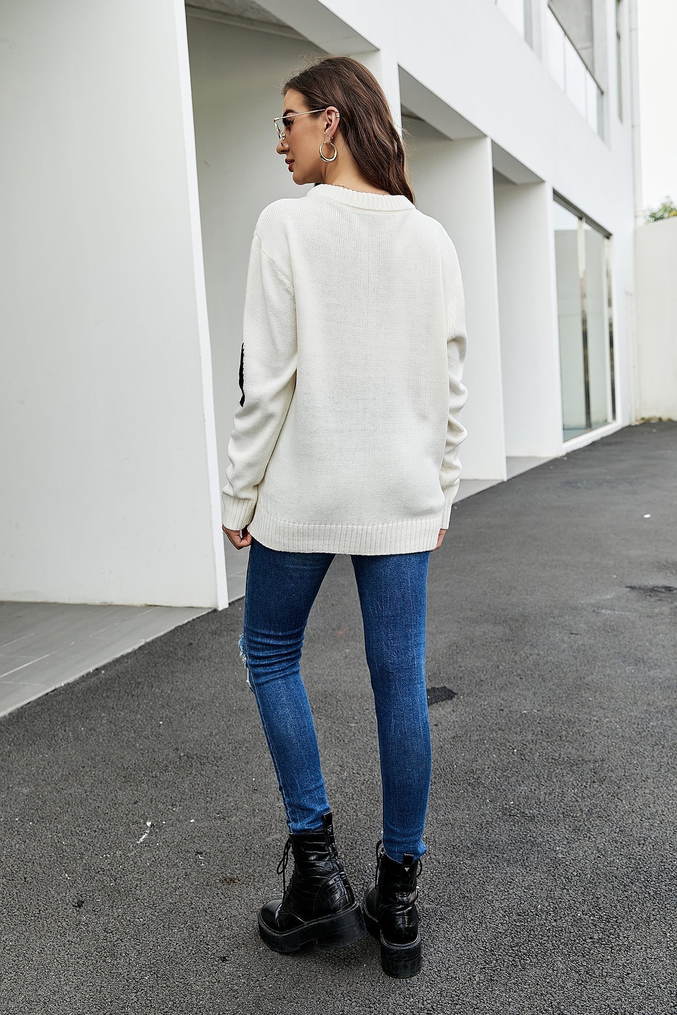 Loose turtleneck round neck long-sleeved knitted sweater Sai Feel