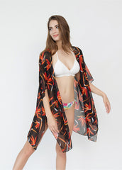 Maple Print Beach Cover Up Shawl Sai Feel