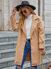 Mid-length khaki one-button long-sleeved coat Sai Feel