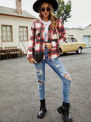 Mid-length loose plaid jacket Sai Feel