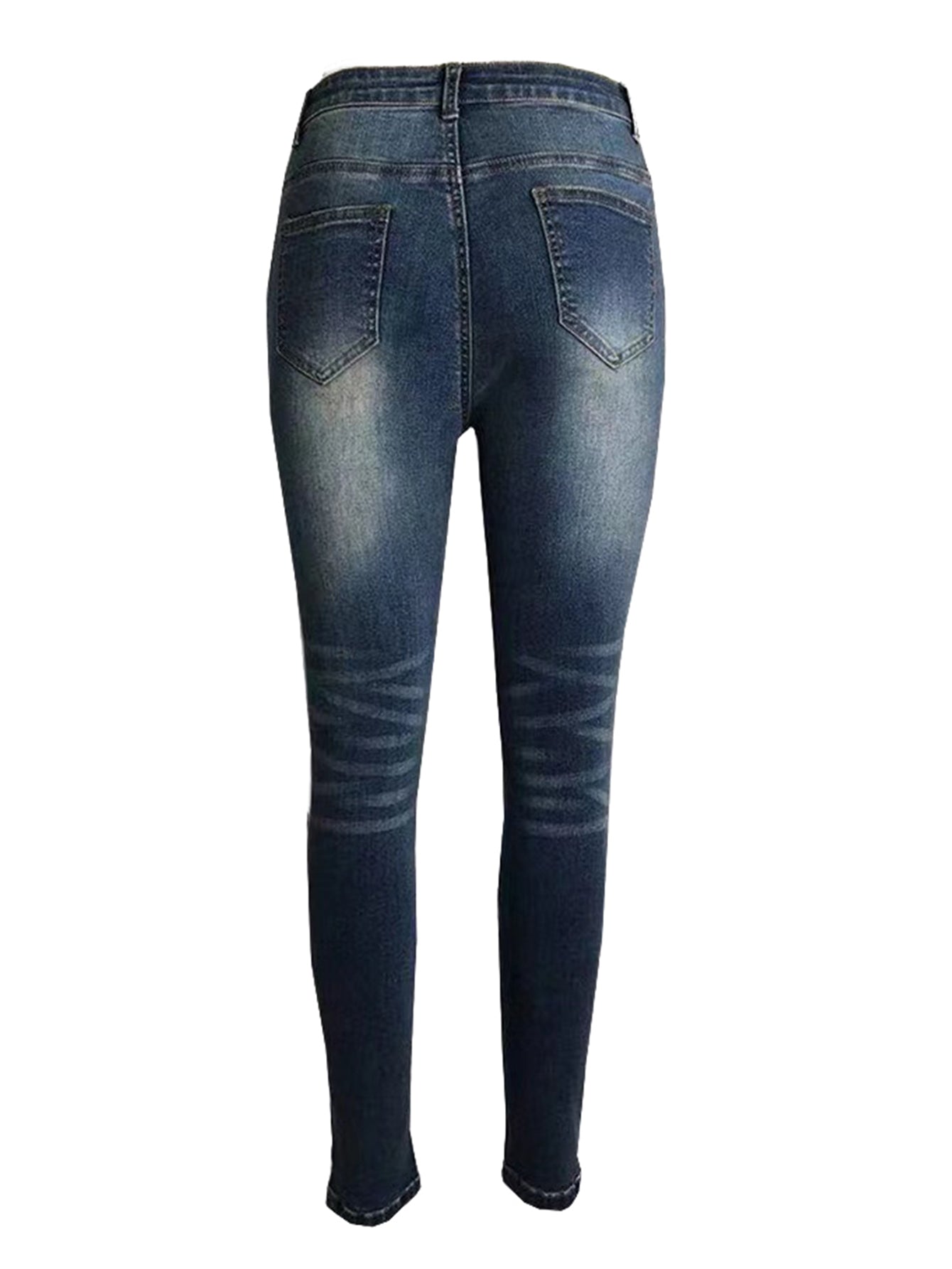 Middle Waist Ripped Skinny Stonewashed Jeans Sai Feel