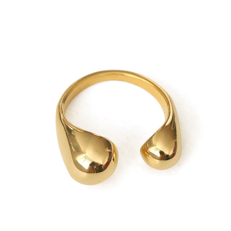 Minimalist Open Ring Female Internet Influencer Cold Style Simple Ball Brass Gold Plated Glossy Ring Bracelet Sai Feel