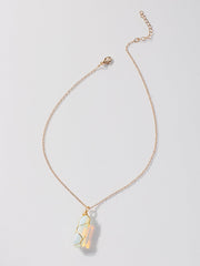 Natural Six Prisms Stone Golden Necklace Sai Feel