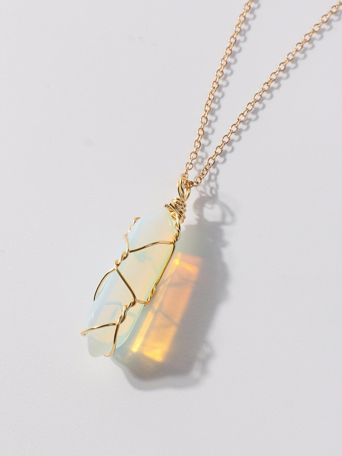 Natural Six Prisms Stone Golden Necklace Sai Feel