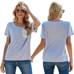 New Solid Color Pullover Loose Casual Round Neck Short Sleeve T-shirt Sai Feel