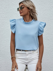 Notched Back Ruffle Detail Top Sai Feel