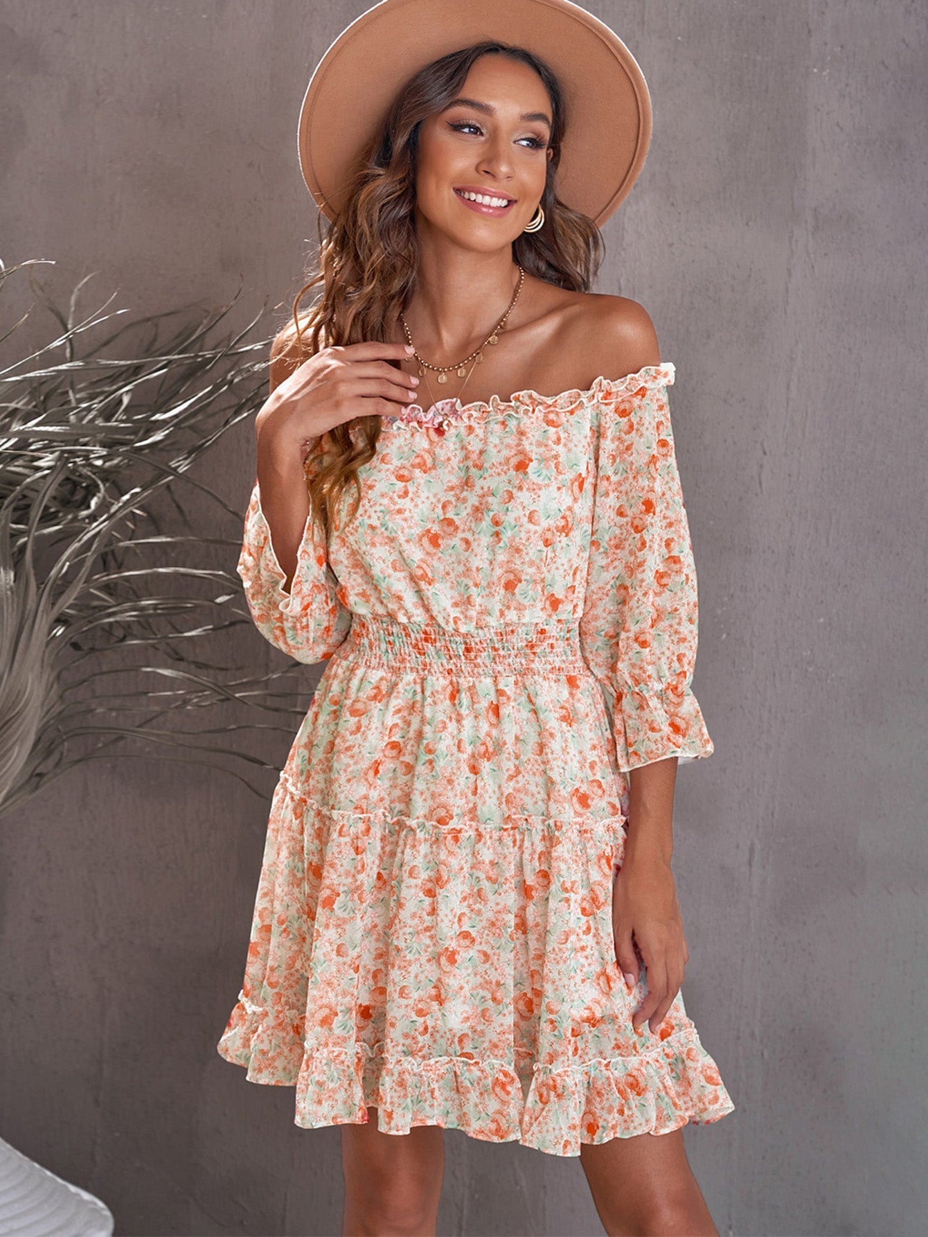 Off Shoulder Floral Dress Sai Feel