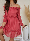 Off Shoulder Ruffle Hem Chiffon Dress Sai Feel