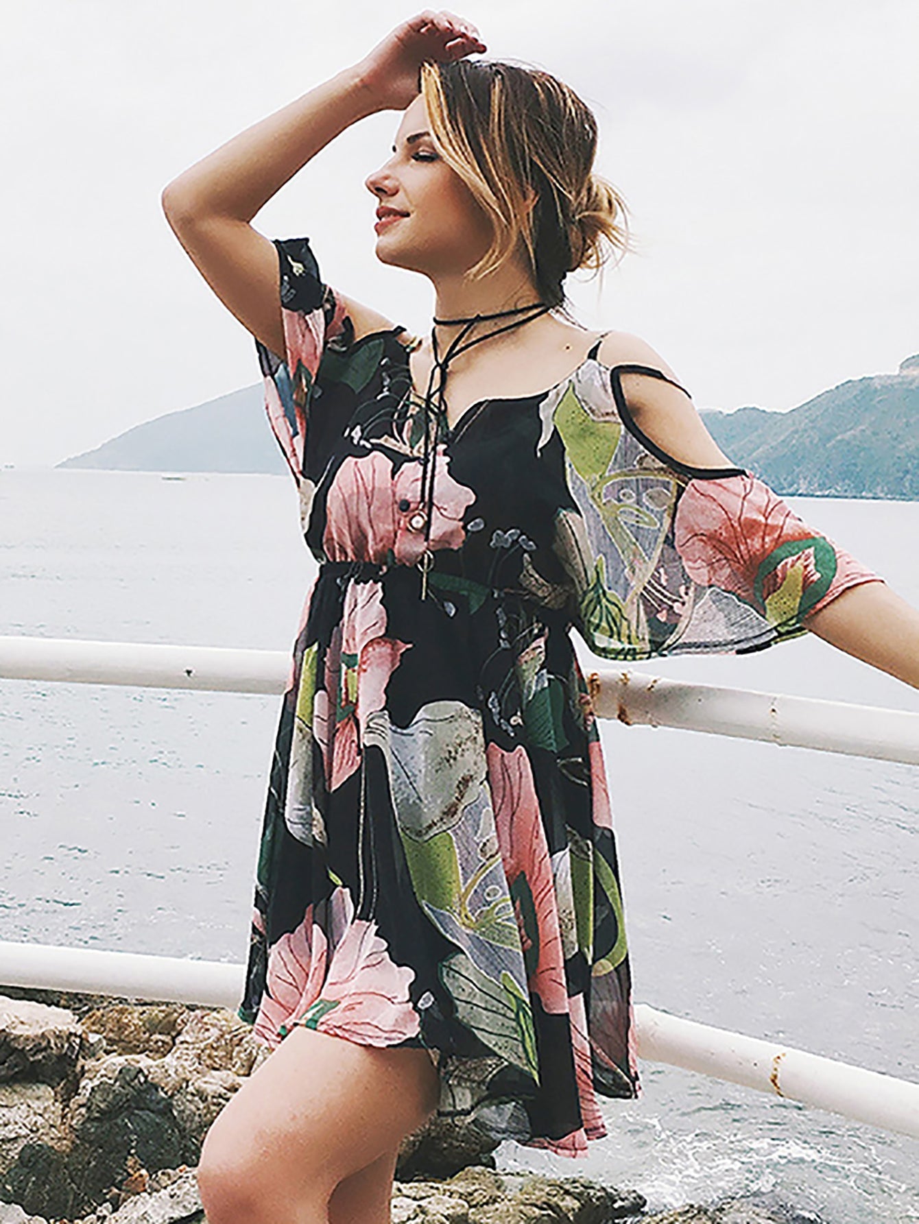 Off shoulder Floral Printed dress Sai Feel