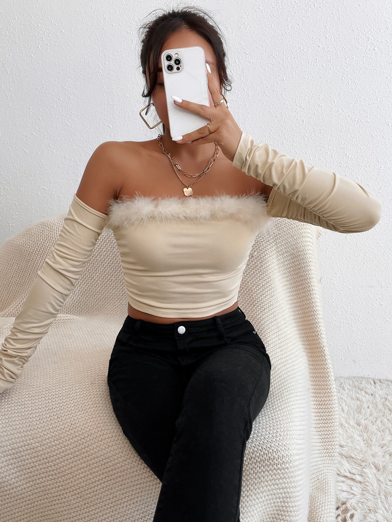 Off shoulder pleated top Sai Feel