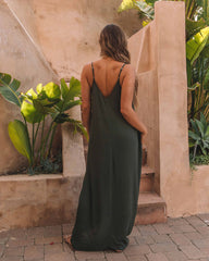 Olivian Pocketed Maxi Dress - Moss Green Sai Feel