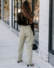 Olivier Cotton Pocketed High Rise Pants - Olive Sai Feel