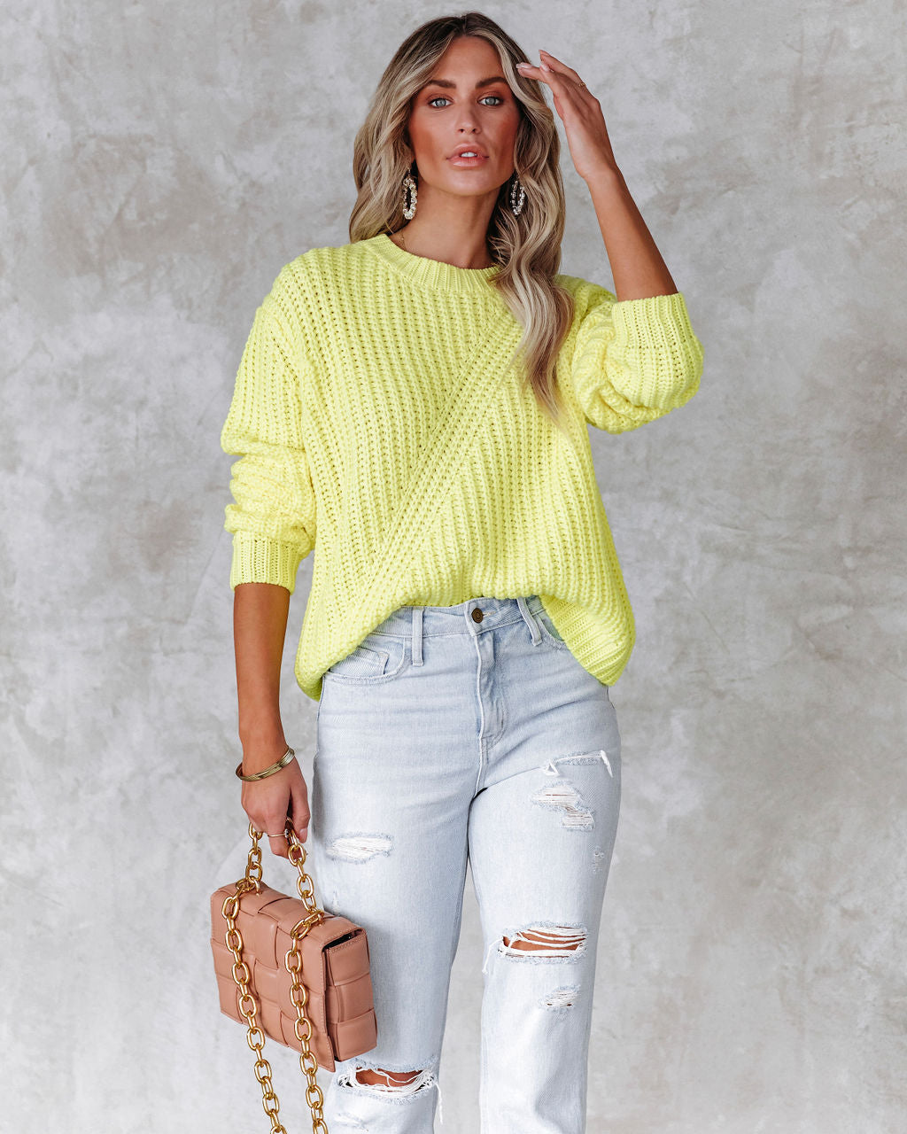 On Chill Tonight Knit Sweater - Neon Yellow Sai Feel