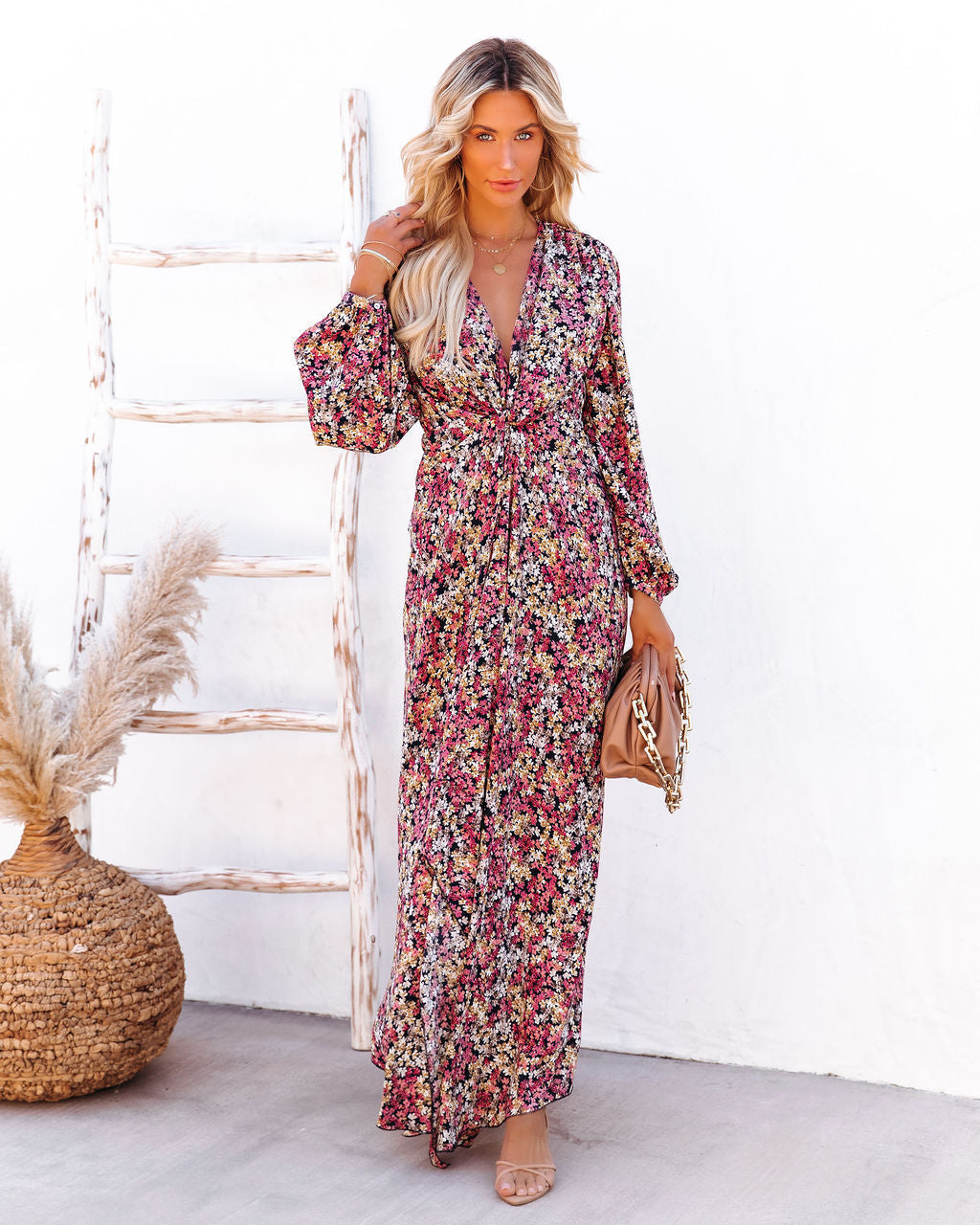On Pace Floral Twist Front Maxi Dress Sai Feel