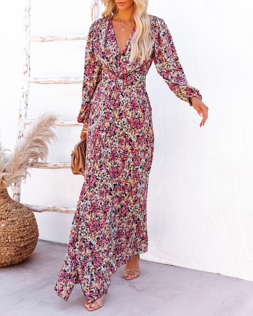 On Pace Floral Twist Front Maxi Dress Sai Feel