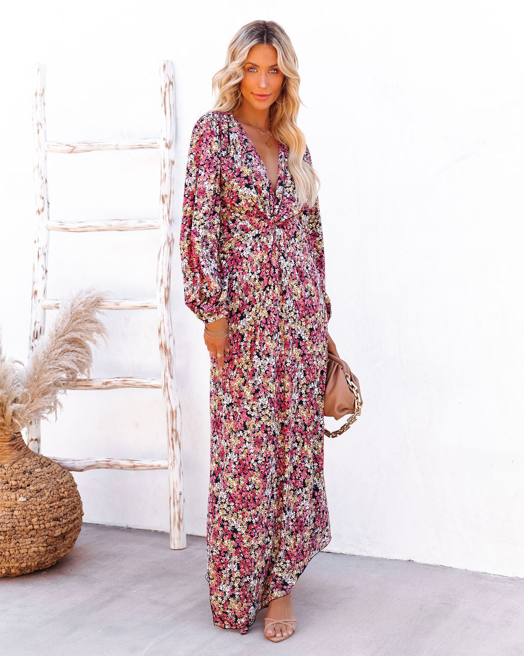 On Pace Floral Twist Front Maxi Dress Sai Feel