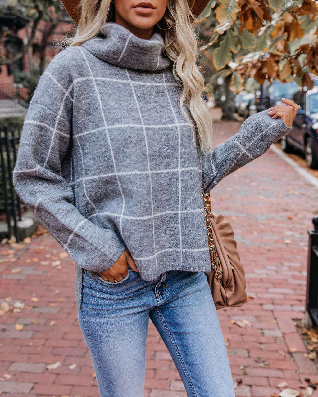 On The Grid Turtleneck Sweater - Grey Sai Feel