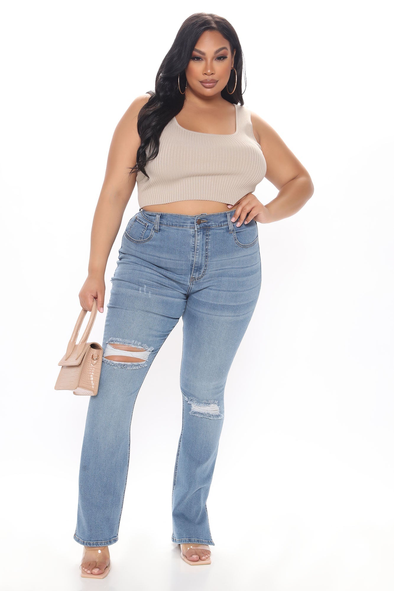 On Your Side Slit Skinny Jeans - Medium Blue Wash Sai Feel