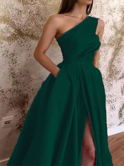 One Shoulder Sleeveless Slit Dress Sai Feel