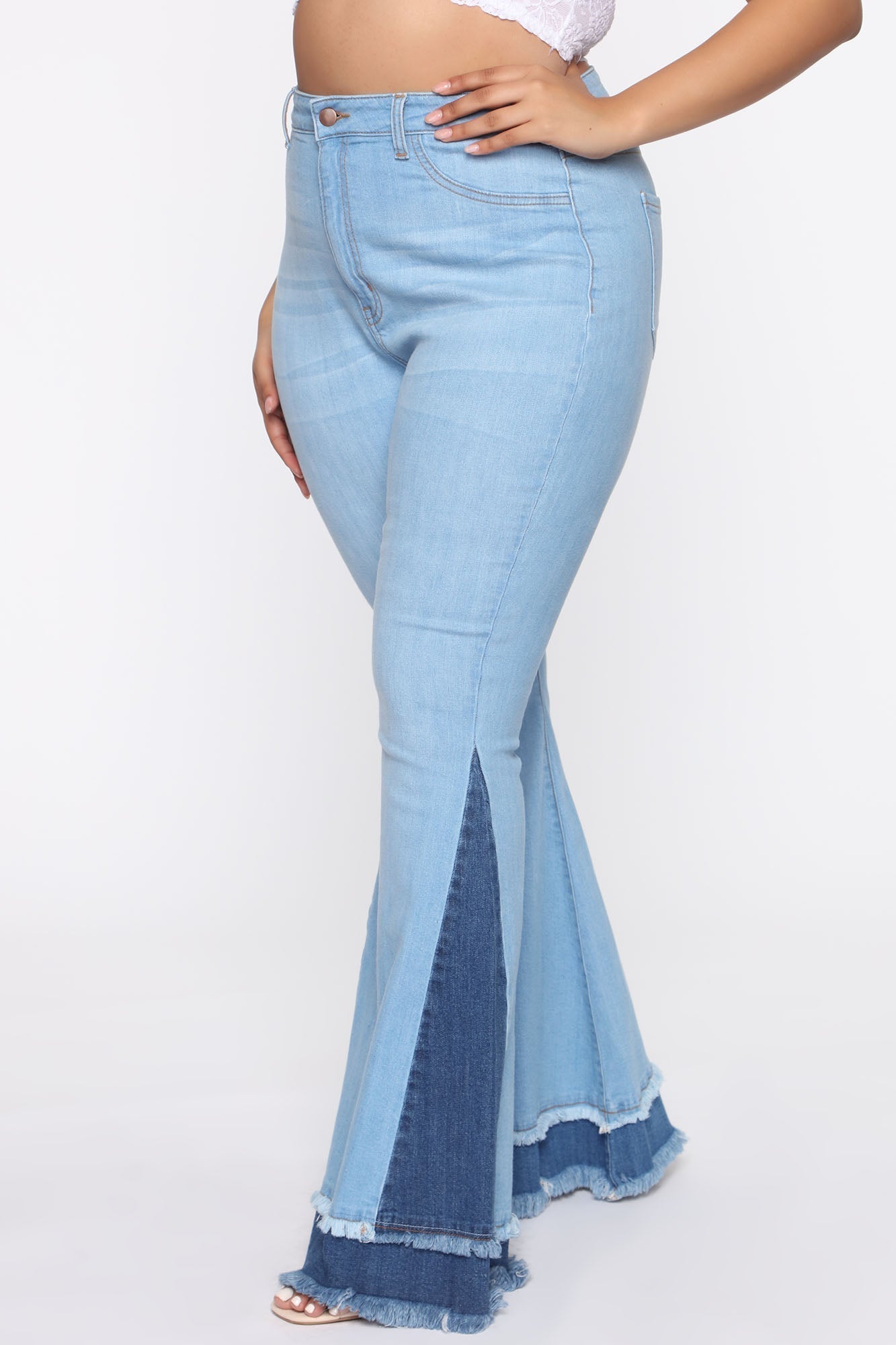 Only Good Vibes Bell Bottom Jeans - Light Blue Wash Sai Feel