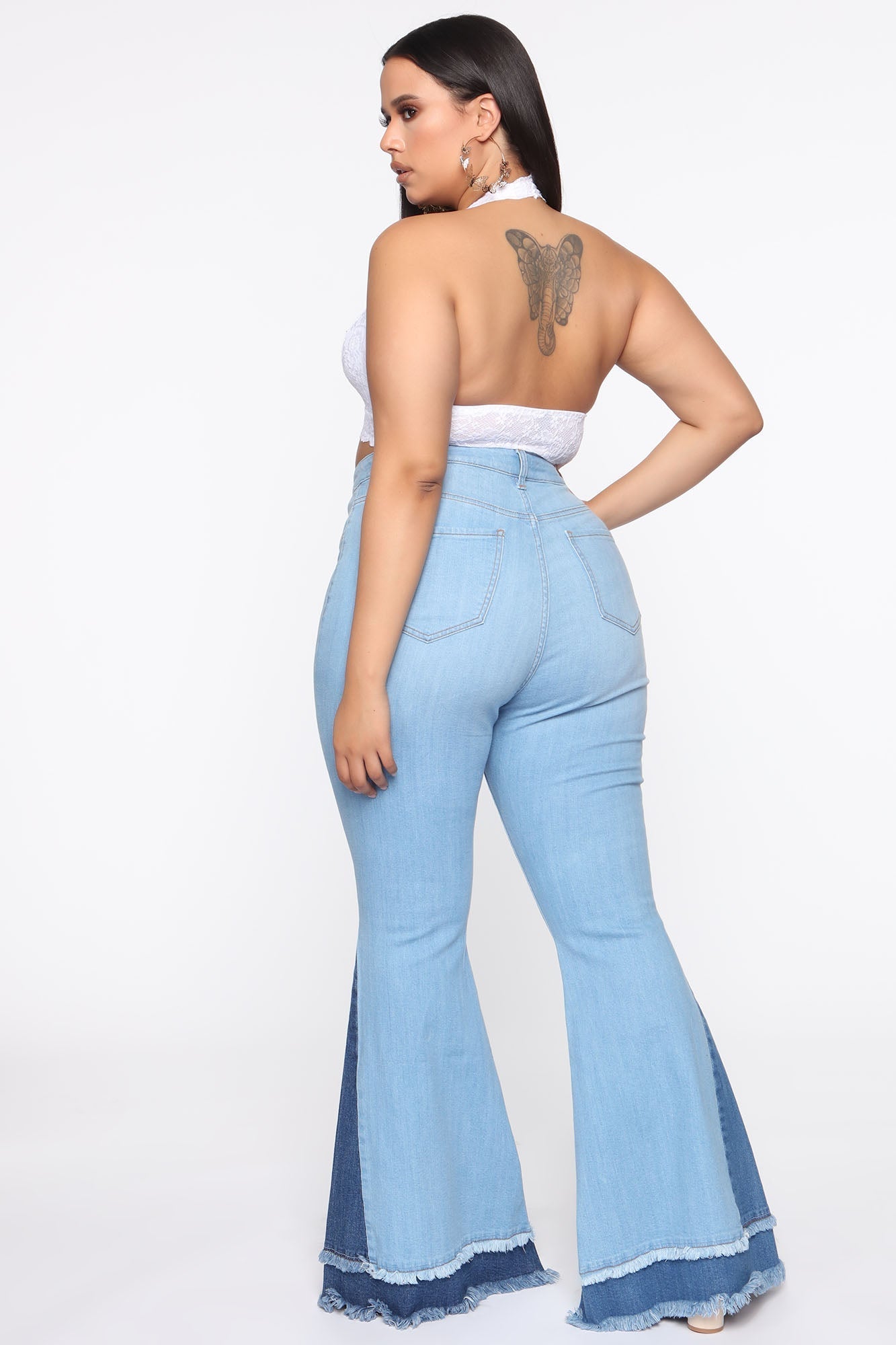 Only Good Vibes Bell Bottom Jeans - Light Blue Wash Sai Feel