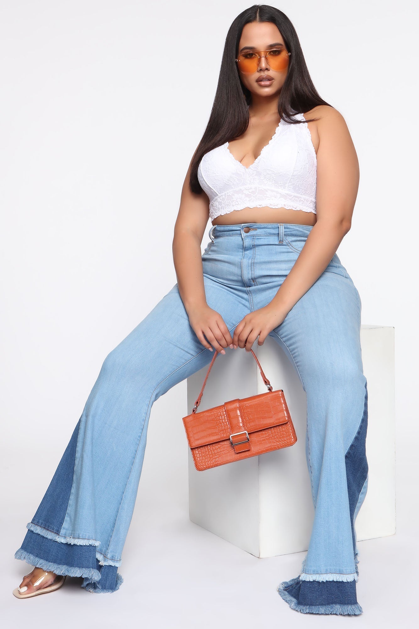 Only Good Vibes Bell Bottom Jeans - Light Blue Wash Sai Feel