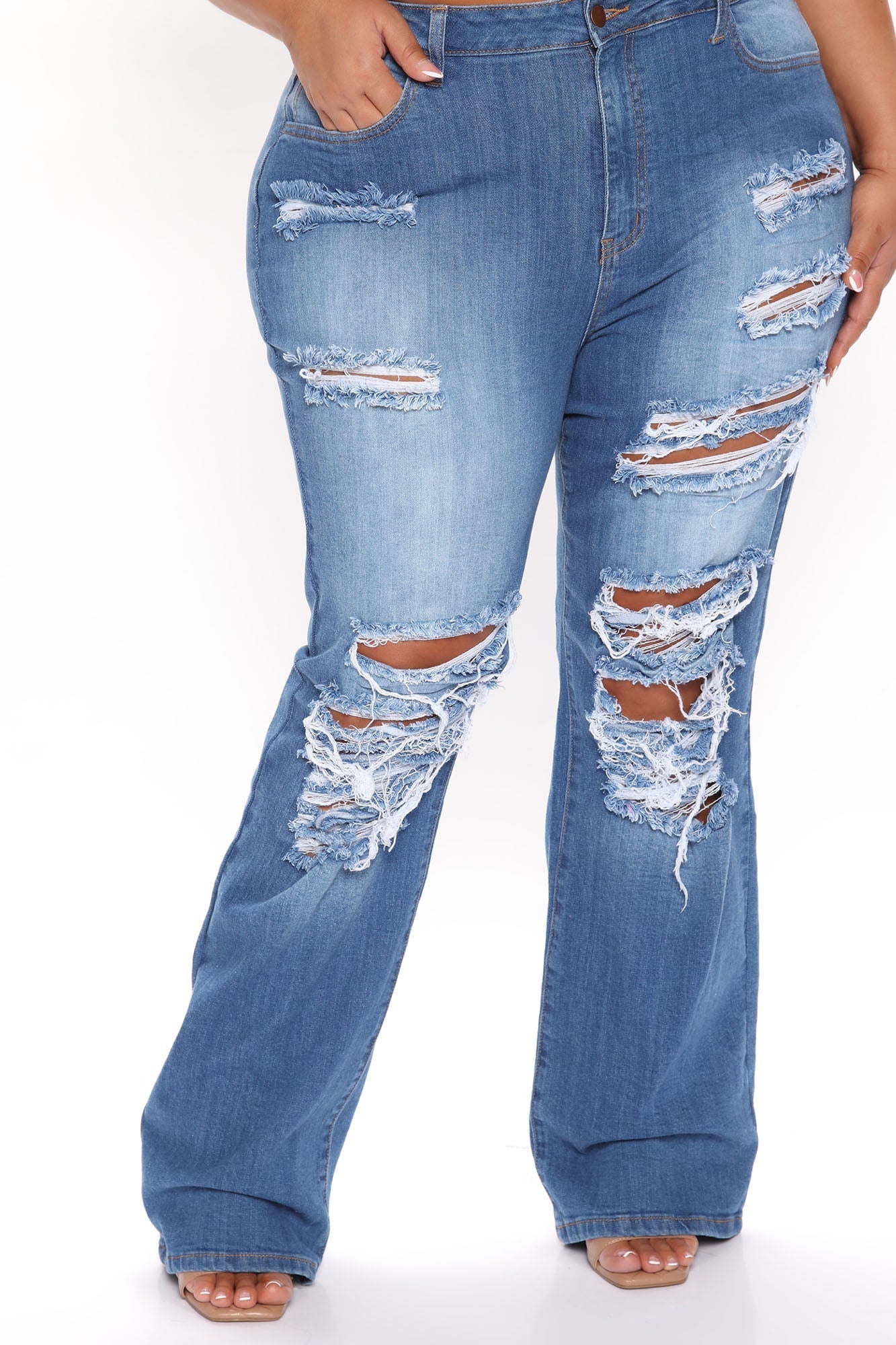 Only One High Rise Straight Leg Jeans - Medium Blue Wash Sai Feel