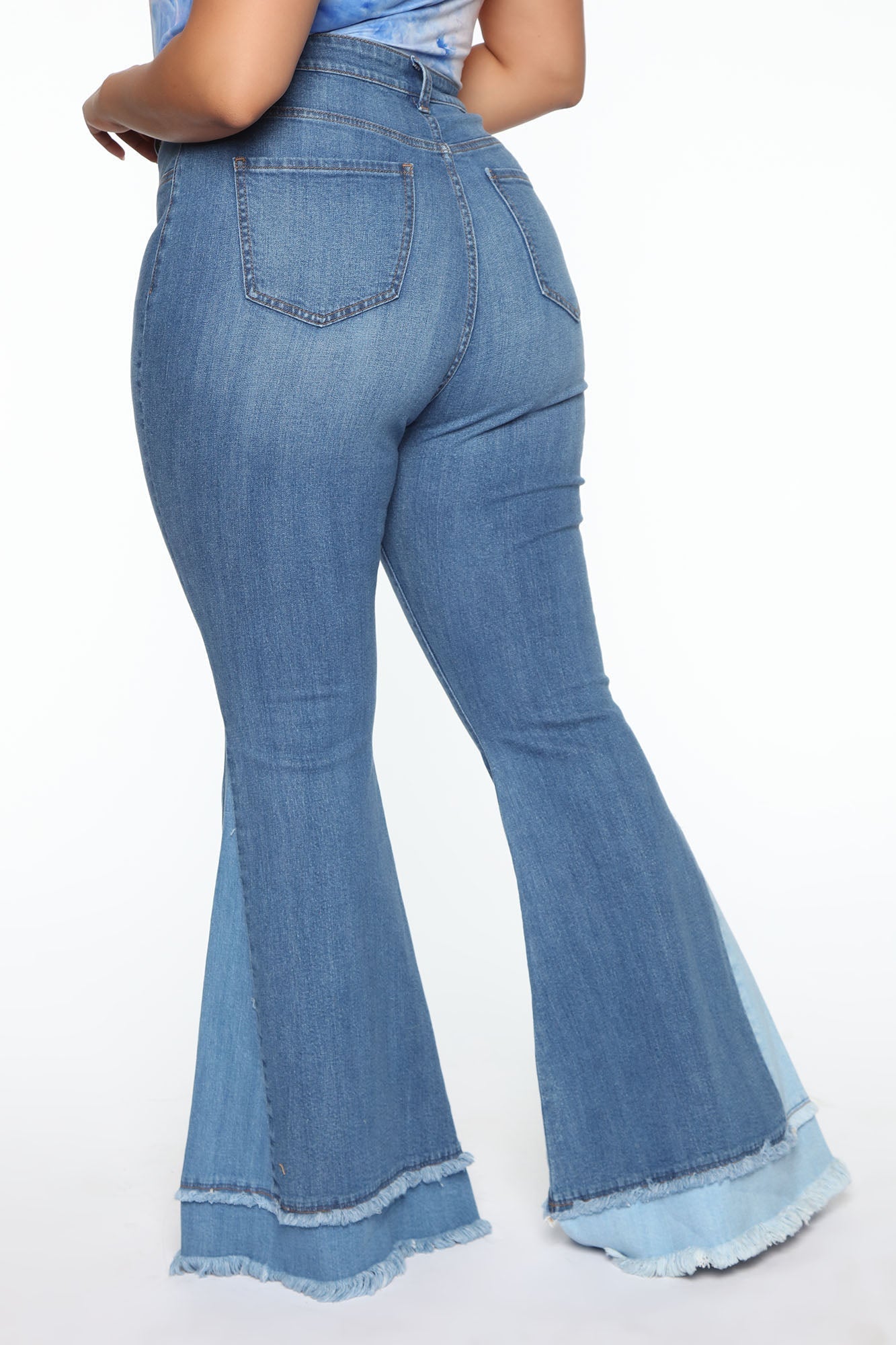 Only The Best Vibes Bell Bottom Jeans - Medium Blue Wash Sai Feel
