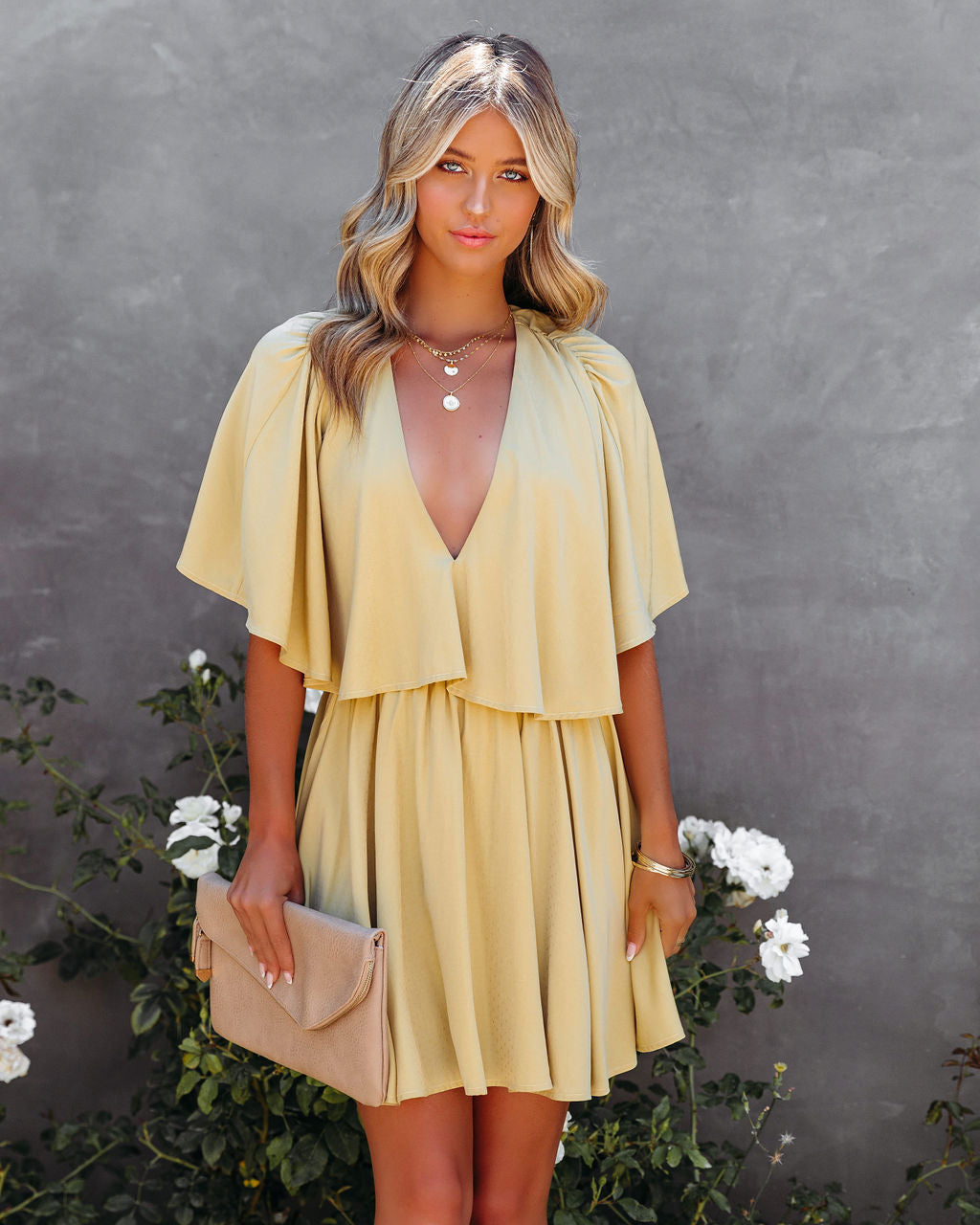 Only The Lucky Plunge Cape Dress Sai Feel