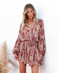 Ortega Printed Adjustable Balloon Sleeve Dress Sai Feel