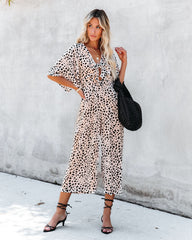 Oui Animal Print Tie Front Jumpsuit Sai Feel