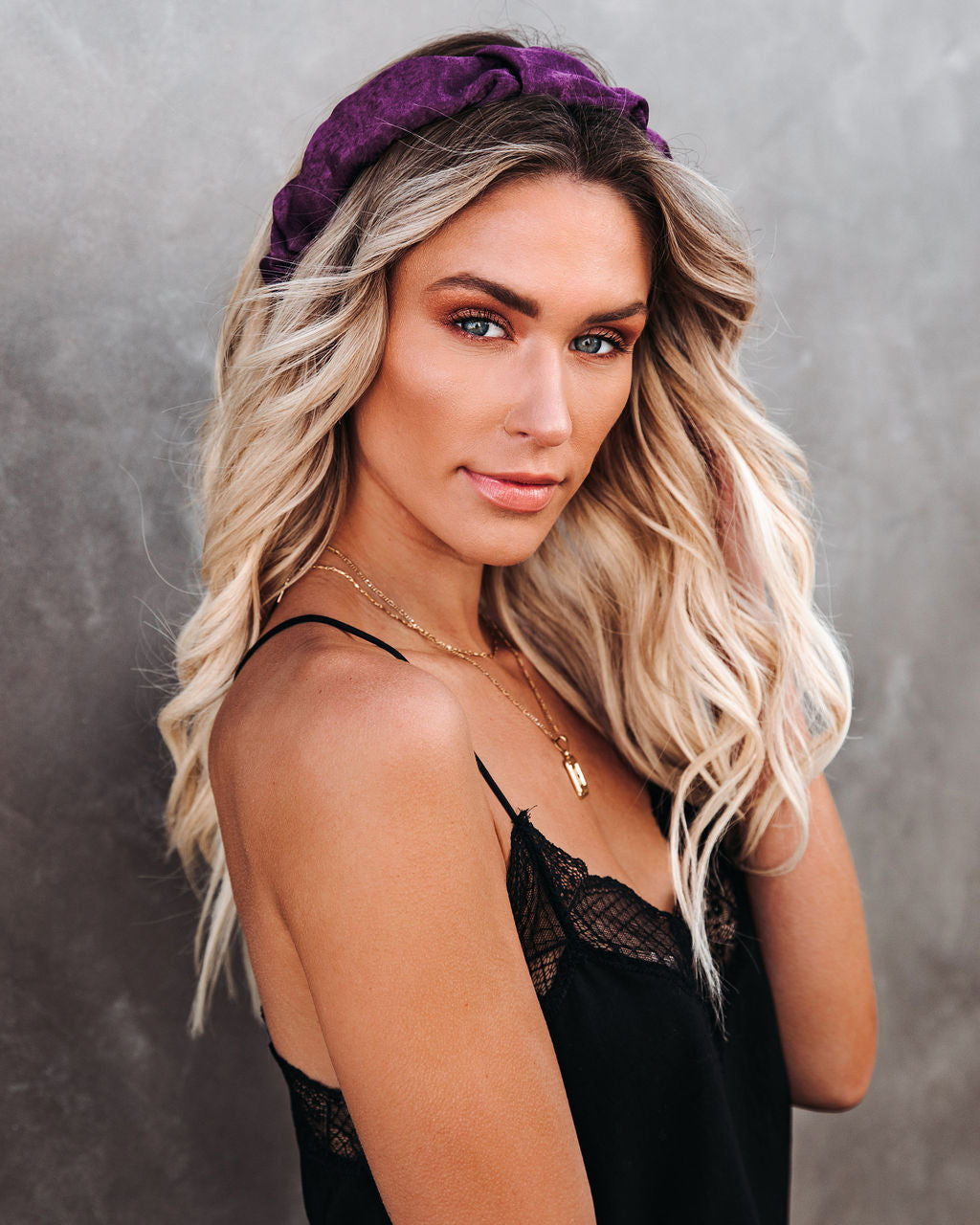 Oui Ruched Satin Headband - Purple Sai Feel